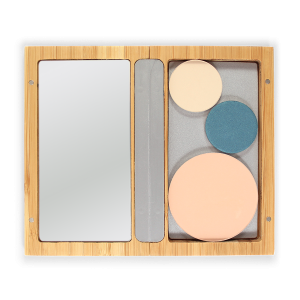 Малка магнитна бамбукова кутия за сенки и пудри с огледало ZAO