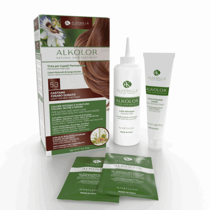 Натурална боя за коса СВЕТЪЛ ЗЛАТИСТ КЕСТЕН алкемила одоната