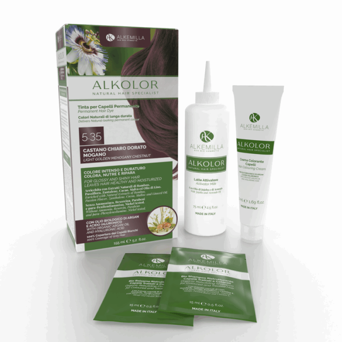 натурална боя за коса светлокафяв златист махагон алкемила одоната