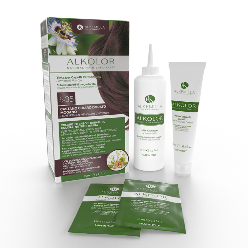 натурална боя за коса светлокафяв златист махагон алкемила одоната