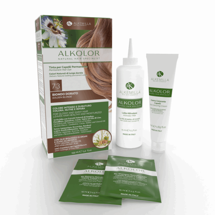 натурална боя за коса златисто русо 7-3 алкемила одоната
