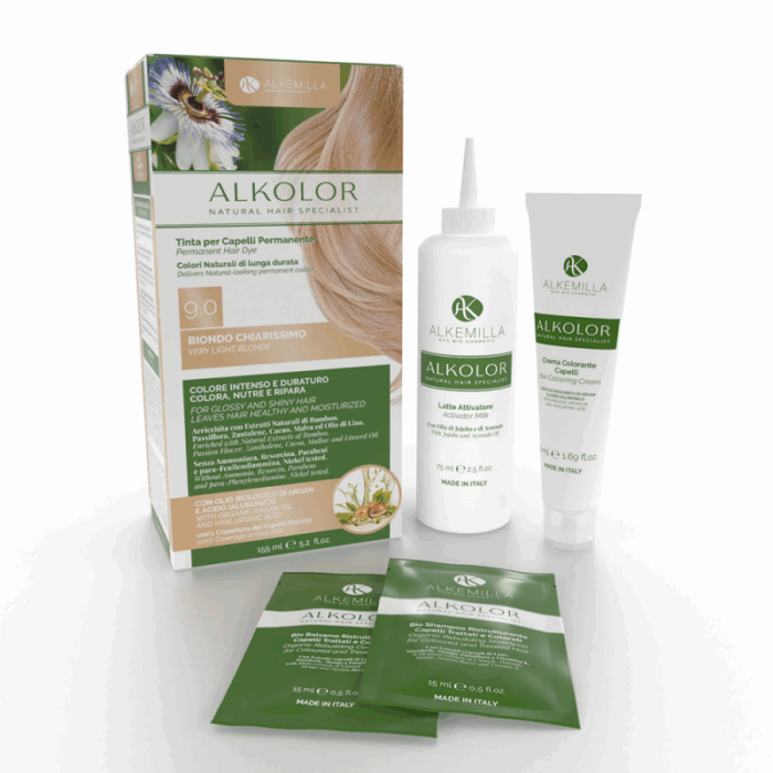 натурална боя за коса 9-0 много светло русо алкемила одоната