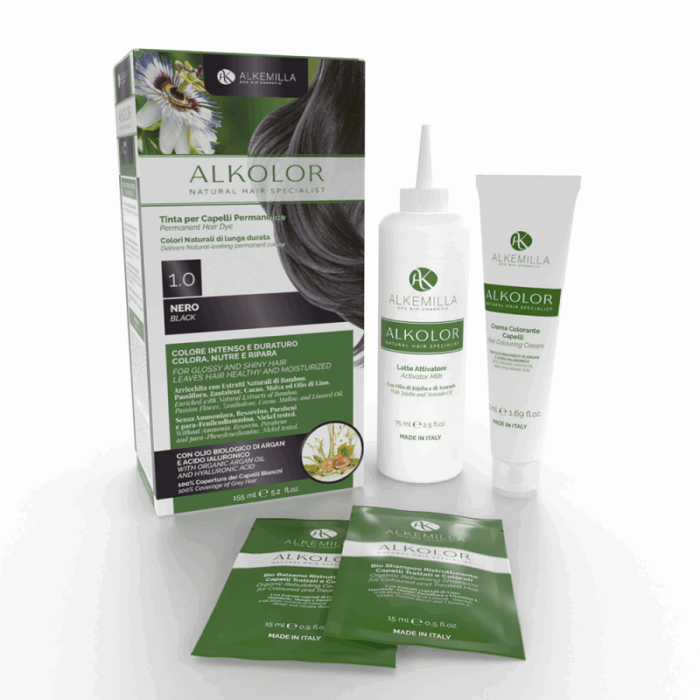 натурална боя за коса 1 черна алкемила одоната