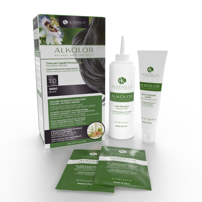 натурална боя за коса 1 черна алкемила одоната