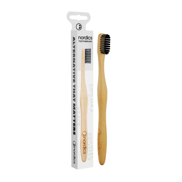 Био разградима бамбукова четка за зъби с Въглен за лек избелващ ефект - Nordics