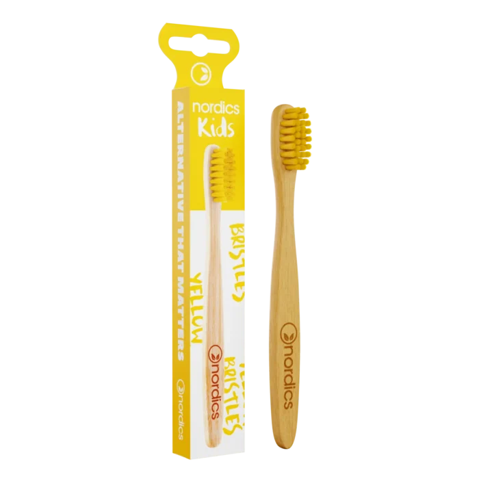 Детска био разградима бамбукова четка за зъби с Жълти влакна - Nordics