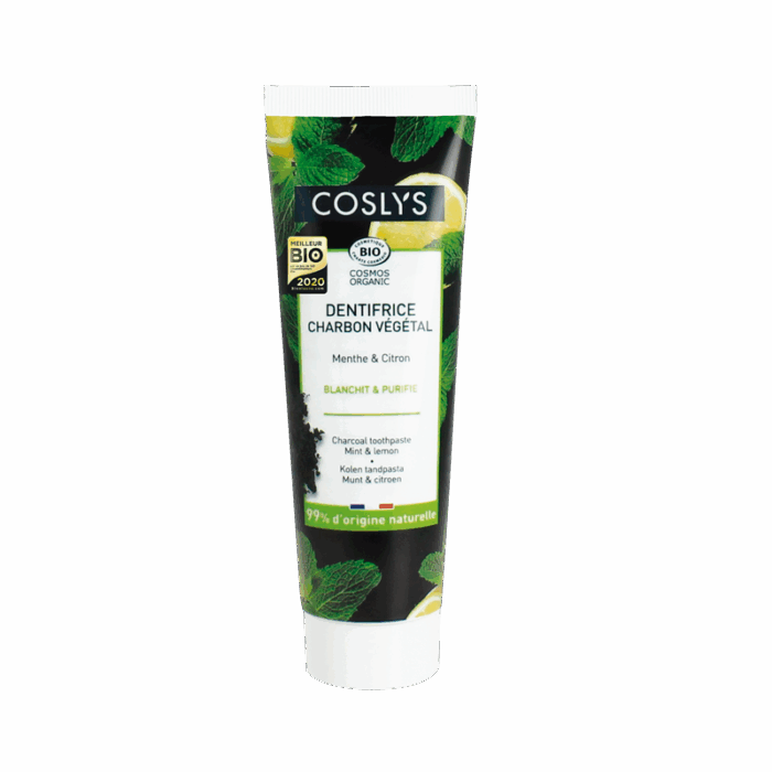 Паста за зъби с активен въглен, мента и лимон 100г - COSLYS - Image 1