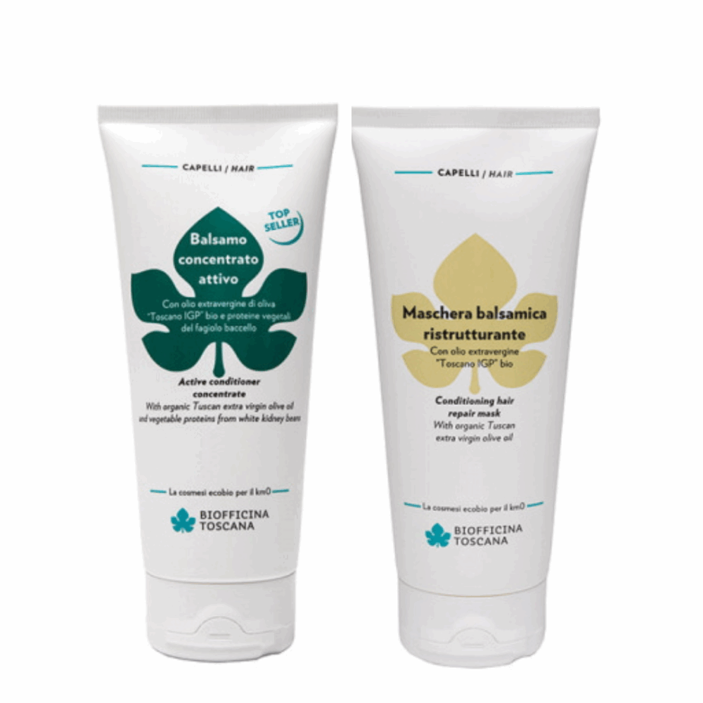 Активен балсам + Реструктурираща маска за коса - Biofficina Toscana