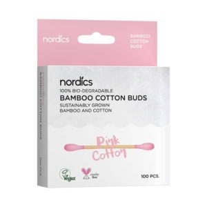 бамбукови клечки за уши с розов био памук за деца нордикс одоната