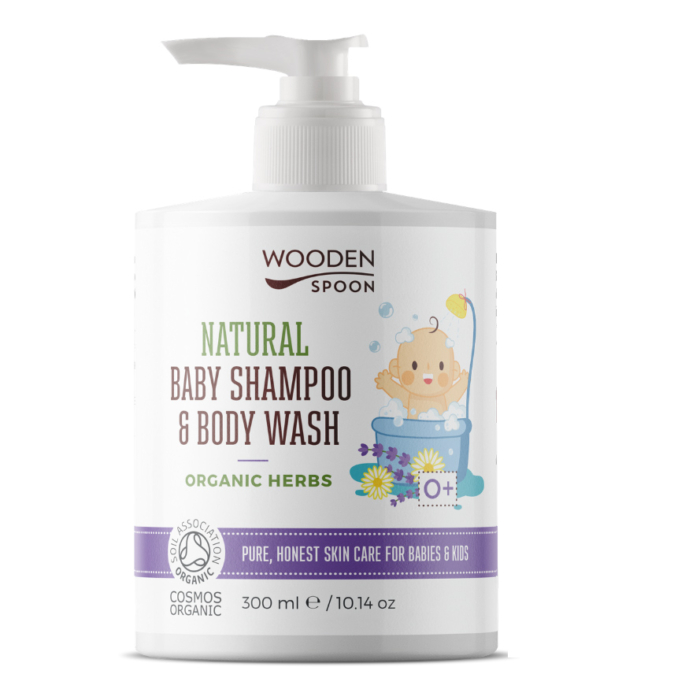 бебешкият натурален шампоан за коса и тяло
