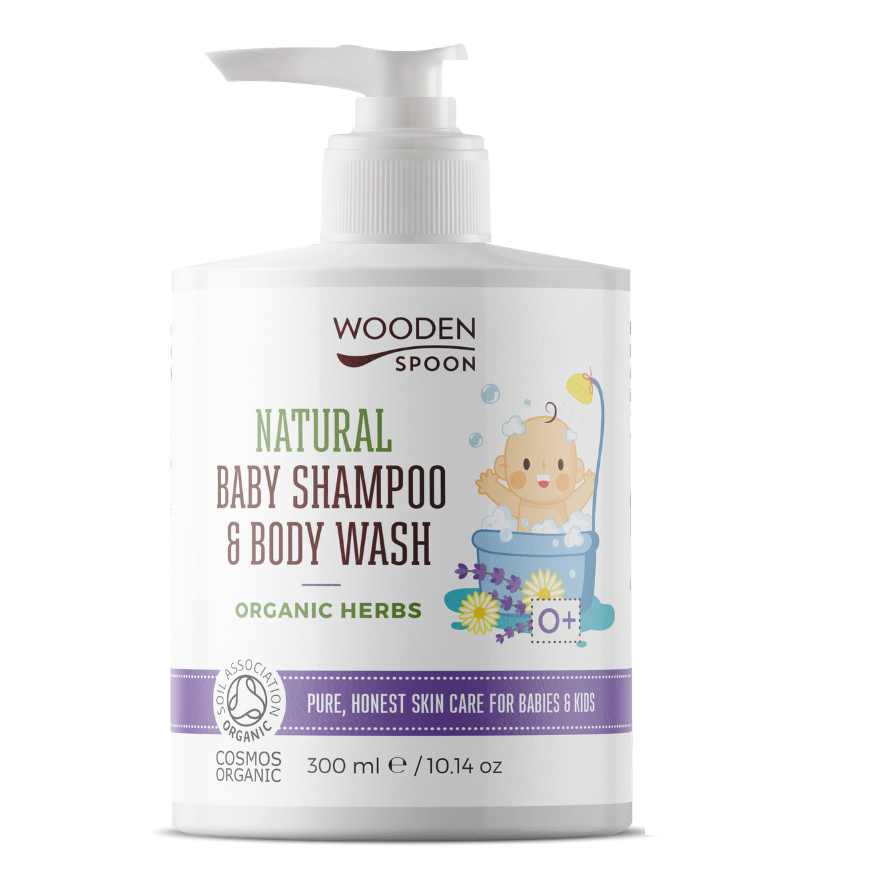 бебешкият натурален шампоан за коса и тяло