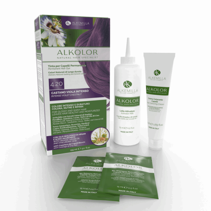 натурална боя за коса 4-20 виолетов лешник алкемила одоната