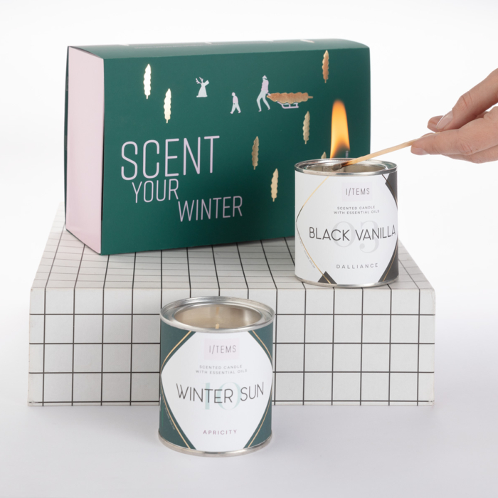 СЕТ ОТ ДВЕ СВЕЩИ С ЕТЕРИЧНИ МАСЛА – SCENT YOUR WINTER – I/TEMS
