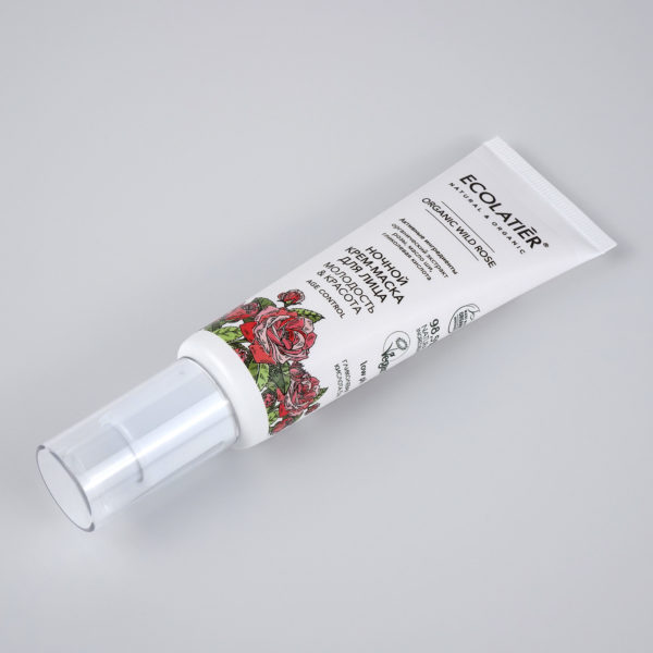 Нощна крем-маска за лице 5% Glycolic acid - Wild Rose Centofolia - ECOLATIER®