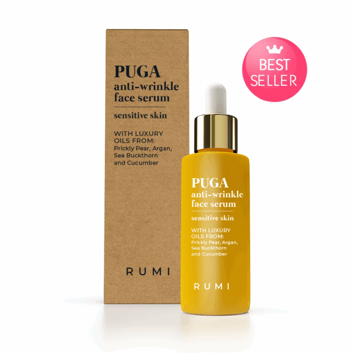 Нощен серум против бръчки за озарена кожа PUGA – Rumi