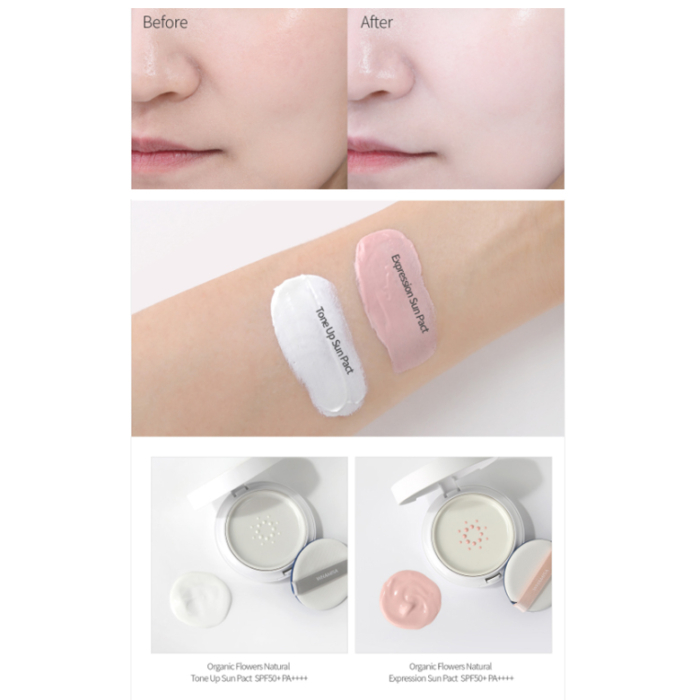 Organic Flowers Sun Pact SPF50 - Tone Up - Whamisa - Image 5