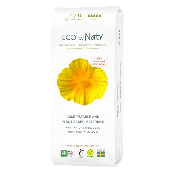 ECO by Naty - дамски превръзки - 10бр (нощни)