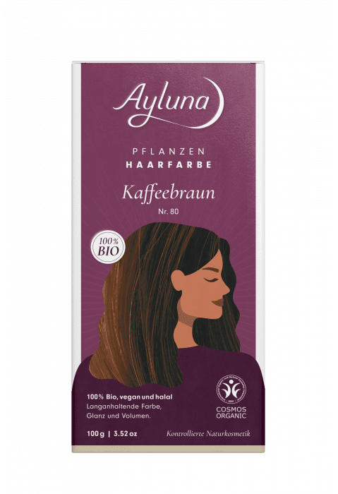 Био веган билкова боя (къна) за коса - AYLUNA - No80 Coffee Brown