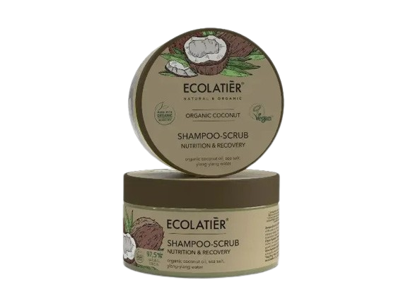 Ecolatier - Подхранващ шампоан скраб за коса с органичен кокос