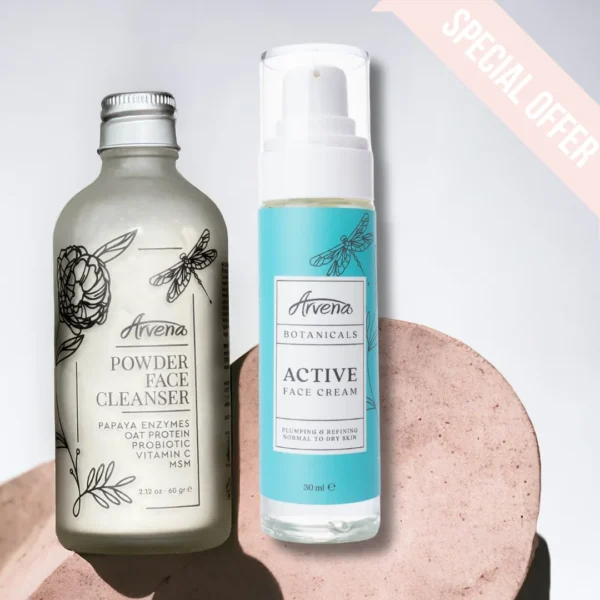 Сет за лице - ензимна почистваща пудра + хидратиращ крем за лице Active- ARVENA