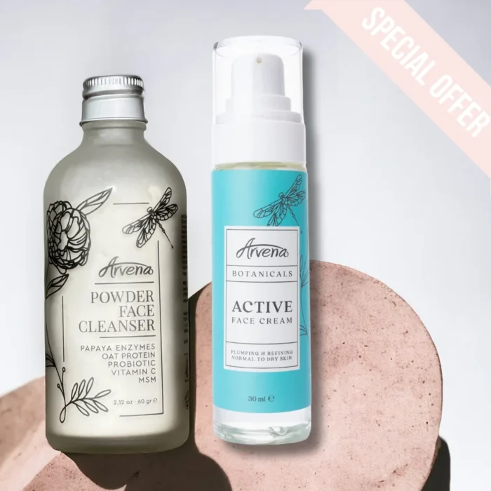 Сет за лице - ензимна почистваща пудра + хидратиращ крем за лице Active- ARVENA