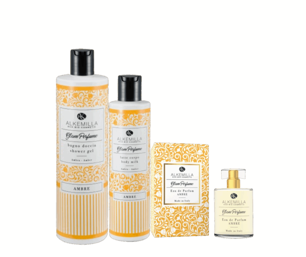 Alkemilla - Сет за тяло AMBER - Душ гел, лосион за тяло и натурален парфюм