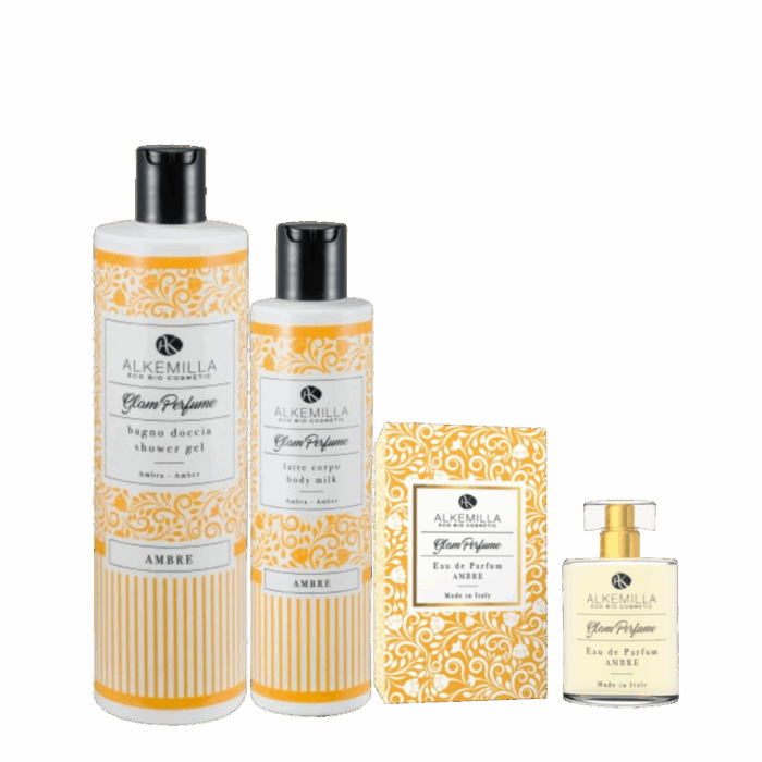 Alkemilla - Сет за тяло AMBER - Душ гел, лосион за тяло и натурален парфюм