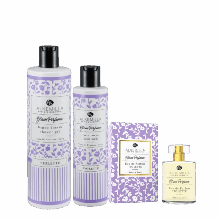 Alkemilla - Сет за тяло VIOLETTE - Душ гел, лосион за тяло и натурален парфюм