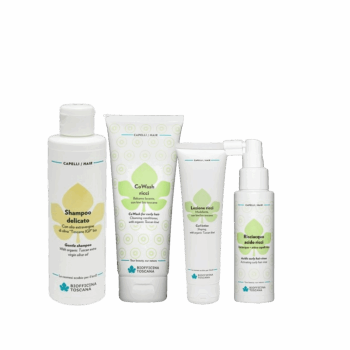 Biofficina Toscana - Сет за къдрава коса - шампоан, маска, лосион и спрей за къдрици
