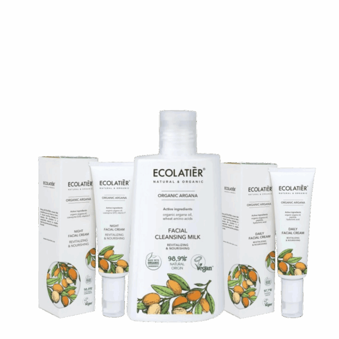 Ecolatier - Сет за лице с арган за всеки тип кожа - Мляко за лице, дневен и нощен крем