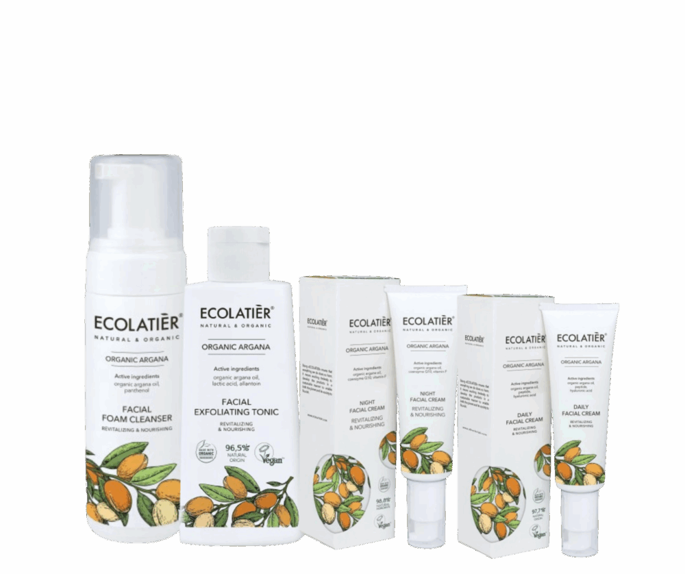 Ecolatier - Сет за лице с арган за всеки тип кожа - Пяна, тоник, нощен и дневен крем