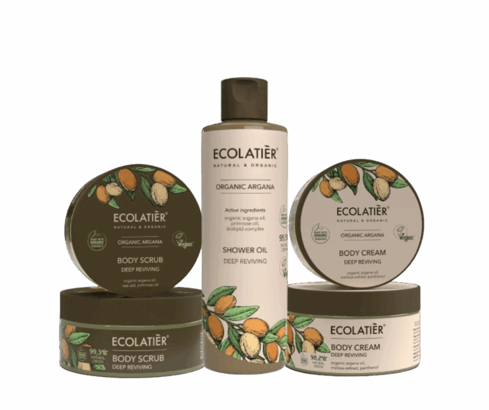 Ecolatier-Сет-за-тяло-с-арган-Душ-олио-крем-и-скраб-за-тяло-odonata Ecolatier - Сет за тяло с арган - Душ олио, крем и скраб за тяло
