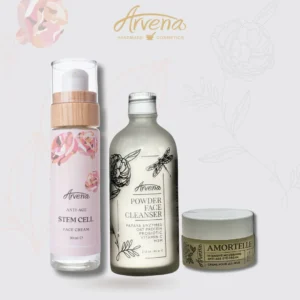 Ензимна почистваща пудра + околоочен крем + Stem cell крем за лице - ARVENA