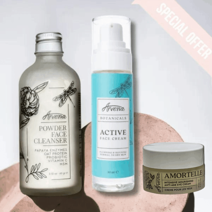 Сет Eнзимна пудра, Хидратиращ крем Active и околоочен крем- ARVENA