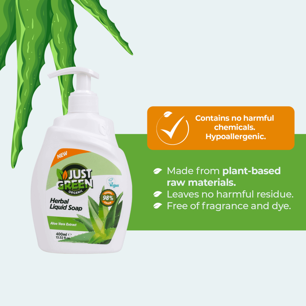 Билков течен сапун за ръце с алое вера - Just Green Organic