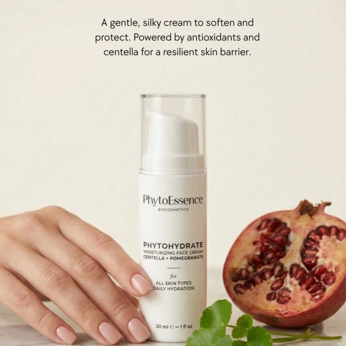 Овлажняващ крем за дълбока хидратация PhytoessenceBio от Odonata Cosmetics в airless oпаковка, подходящ за всеки тип кожа. Органик и био.