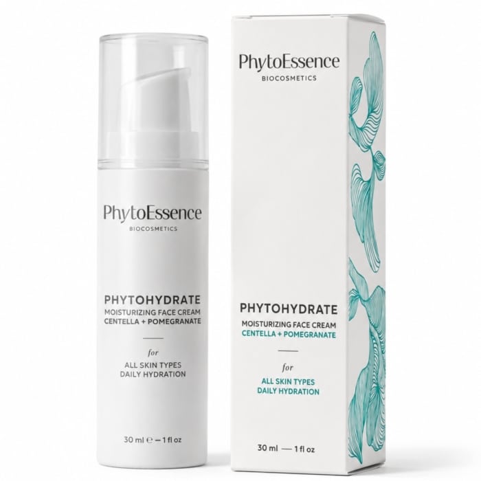 Овлажняващ крем за дълбока хидратация PhytoessenceBio от Odonata Cosmetics в airless oпаковка, подходящ за всеки тип кожа. Органик и био.