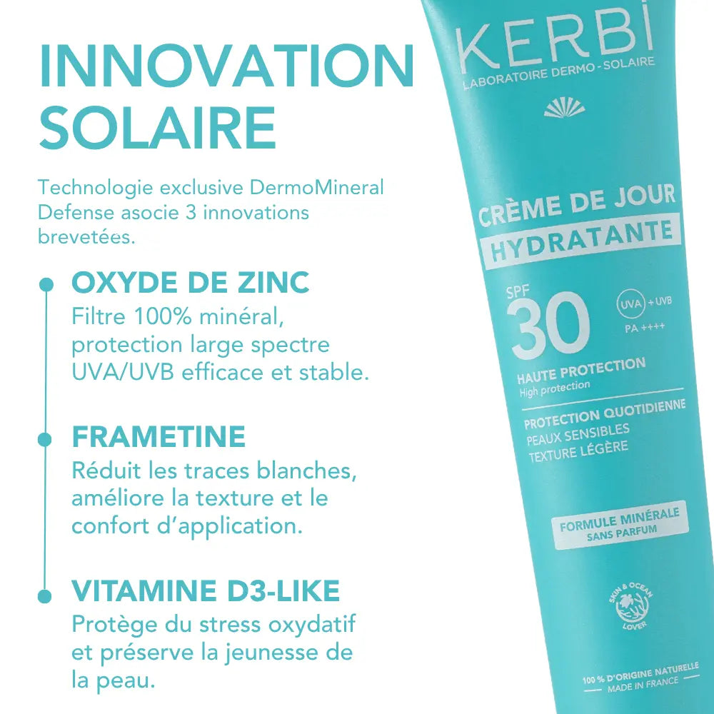 Хидратиращ крем за лице SPF 30 KERBI активни съставки и INCI