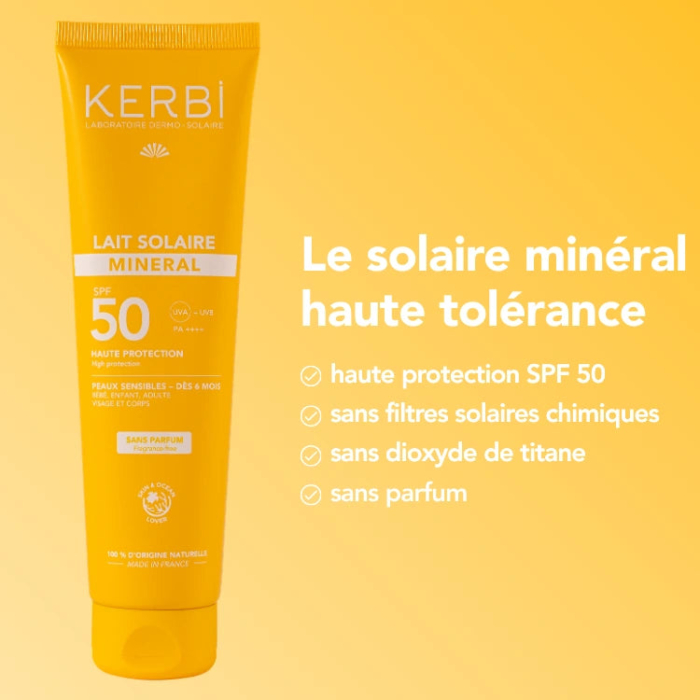 Минерално слънцезащитно мляко SPF 50 KERBI ползи и приложение от 6 месеца