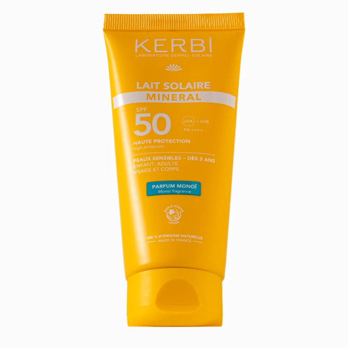 Слънцезащитно мляко Monoi SPF 50 KERBI туба с аромат за чувствителна кожа
