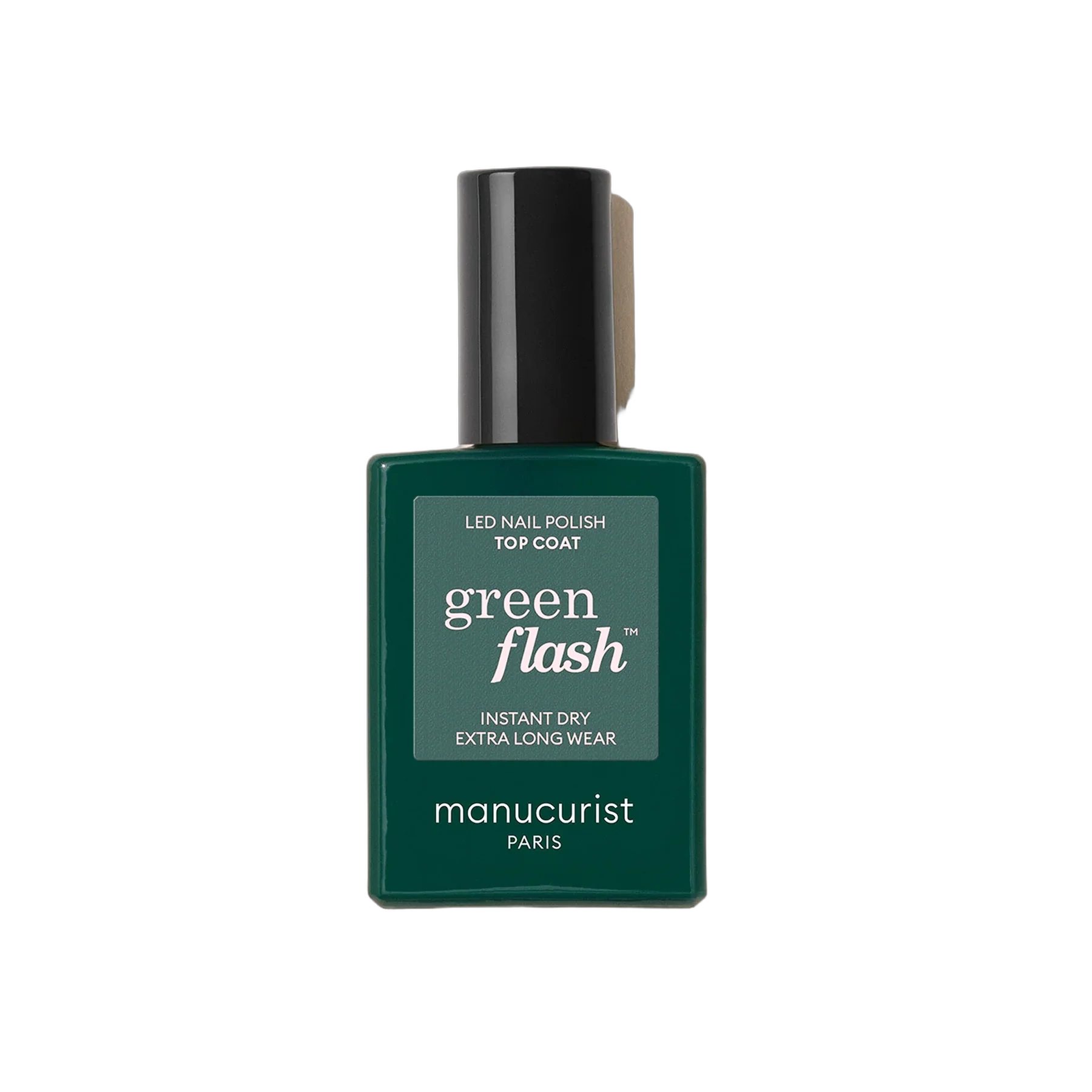 Топ лак за семи-гел лак LED Green Flash Manucurist, шише с прозрачен фон