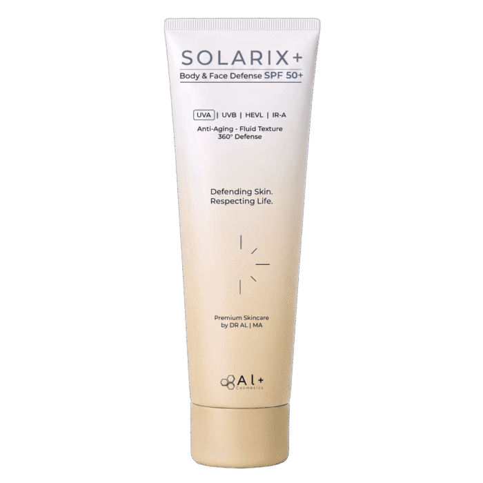 SOLARIX+ слънцезащитен флуид за тяло и лице SPF 50+ Al+ Cosmetics 150 мл