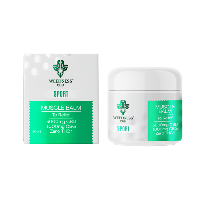 CBD балсам за мускулно облекчение Weedness CBD с кутия